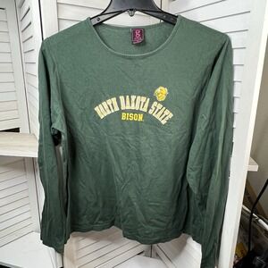 Vintage NDSU Bison Long Sleeve Shirt XL Green North Dakota State Gear for Sports